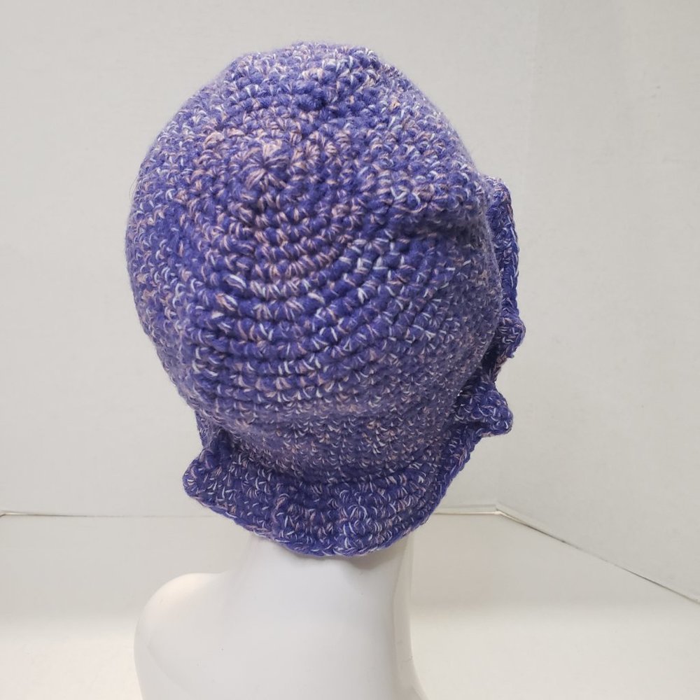 Women Purple Multicolor Crochet Handmade Wavy Cute Bucket Hat Beanie New - Picture 4 of 11